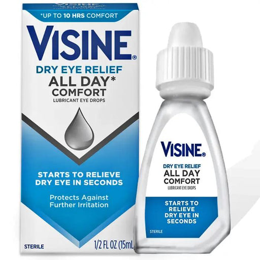Visine Dry Eye Relief All Day Comfort Lubricant Eye Drops to Moisturize Dry Eyes