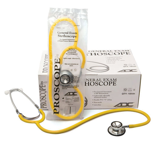 Yellow Colored Dual Head Disposable Stethoscopes 50 Per Case by ADC