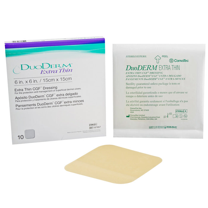 DuoDERM Extra Thin Hydrocolloid Dressings 6 x 6 inch — Mountainside Medical DuoDERM Extra Thin Hydrocolloid Dressings 6 x 6 inch — Mountainside Medical