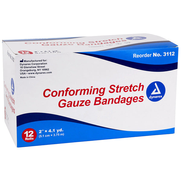 2" Conforming Stretch Gauze Bandage Rolls, Sterile by Dynarex