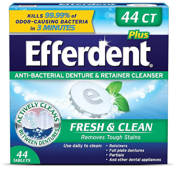 Efferdent Plus Mint AntiBacterial Denture Cleanser Tablets 44 Count