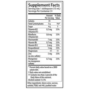 Supplement Facts for Elder Tonic Multivitamin and Mineral Liquid Supplement, boosting senior health, energy, and immunity with natural nutrients.