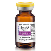 Esmolol Injection 10 mL vial for rapid heart rate control, used in acute situations to manage arrhythmias and stabilize cardiac function.