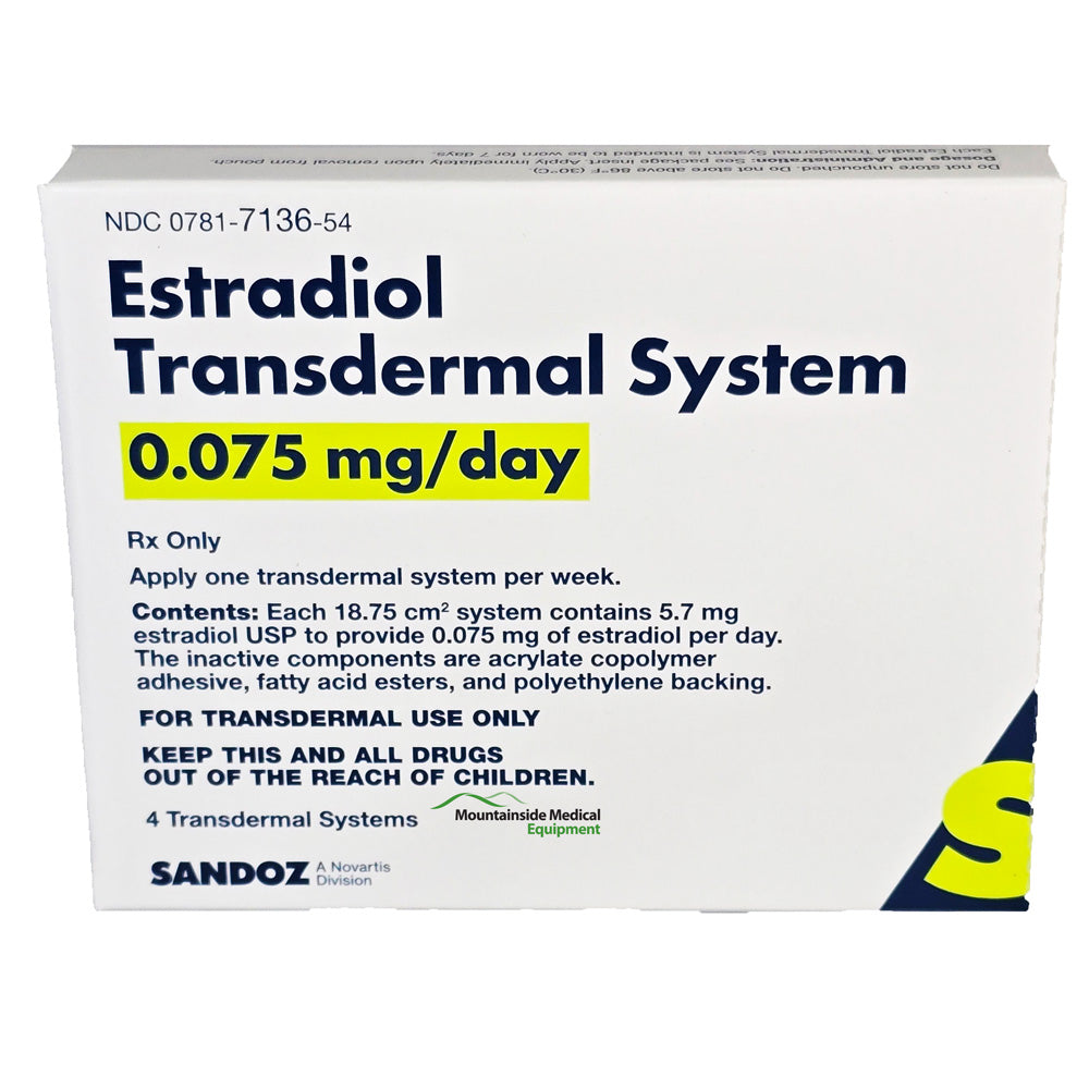Estradiol Transdermal System 0.075 mg/Day Adhesive Patches 4/Box (RX ...