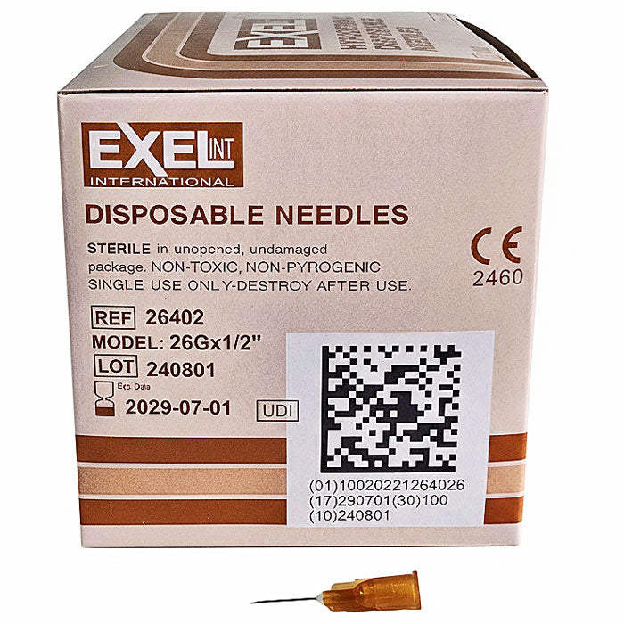Exel 26402 26 gauge x 1-2 inch Needles