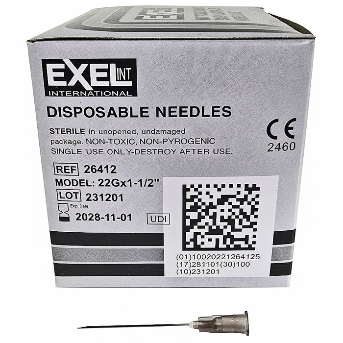 Exel 26412 22 gauge x 1 1-2 inch Needles