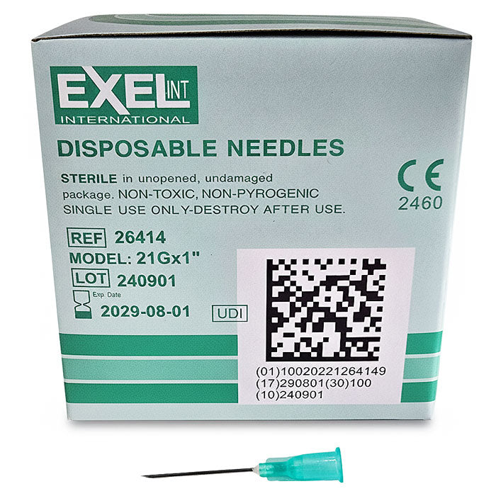 Exel 26414 21 gauge x 1 inch Needles