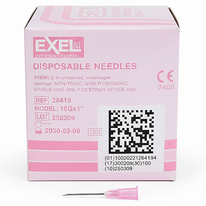 Exel 26419 18 gauge x 1 inch Needles
