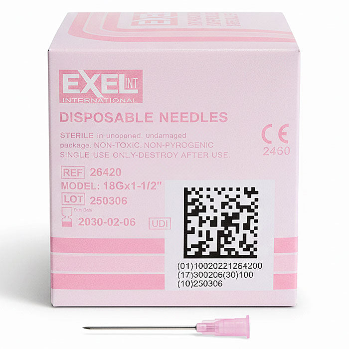 Exel 26420 18 gauge x 1-2 inch Needles