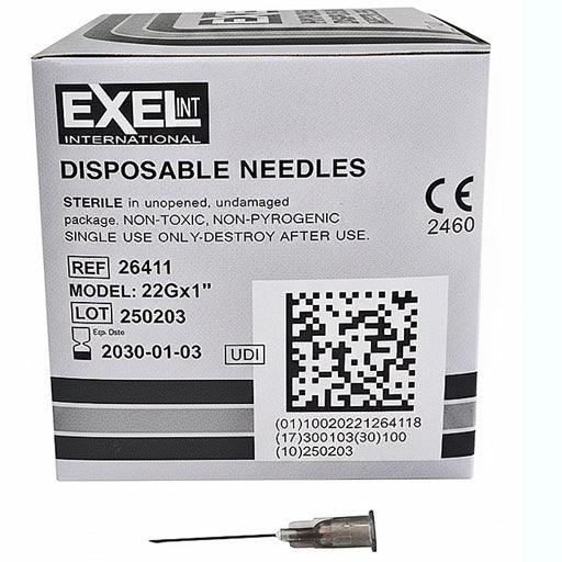 Exel 26411 Needles 22 gauge x 1
