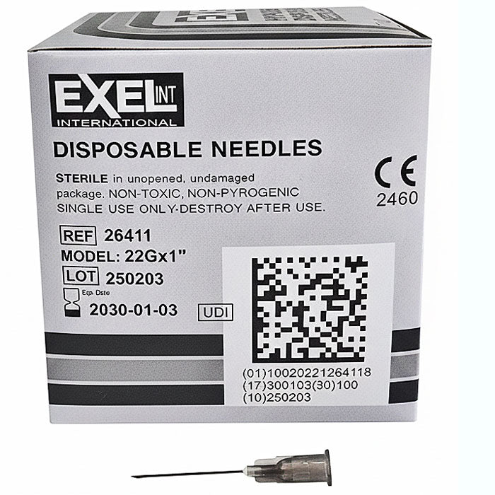 Exel 26411 Needles 22 gauge x 1