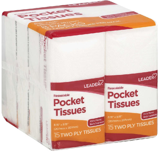 Ledaer Facial Tissues Pocket Packs, Soft 2-Ply White Travel Size, 8 packs of 15 Count | Mountainside Medical Equipment 1-888-687-4334 to Buy