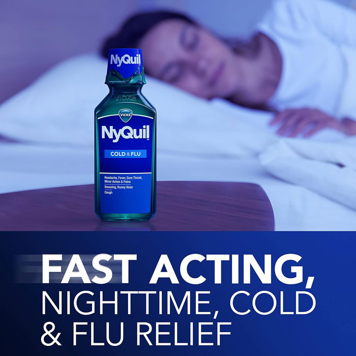 Fast Acting Nighttime Cold and Flu Relief Medicine Vicks NyQuil