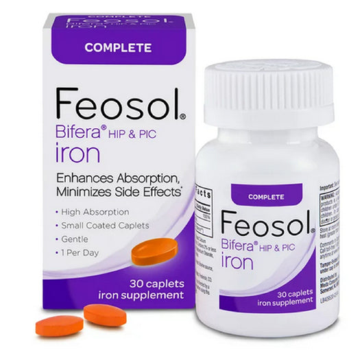 Shop for Feosol Complete Dual-Iron formula with Bifera HIP and PIC Iron 30 Count used for Iron Deficiency Treatment