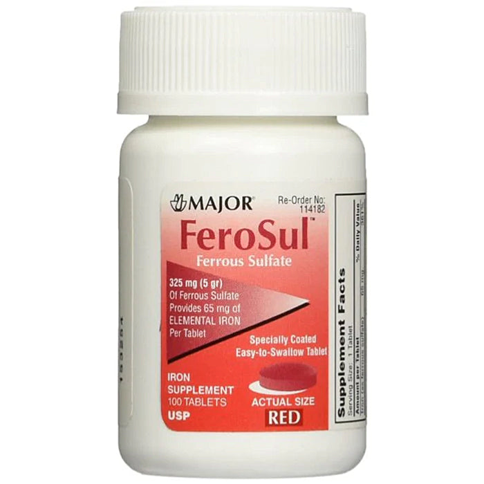 Buy Major Pharmaceuticals FeroSul Ferrous Sulfate Tablets Iron Supplement 325 mg, 100 tablets  online at Mountainside Medical Equipment