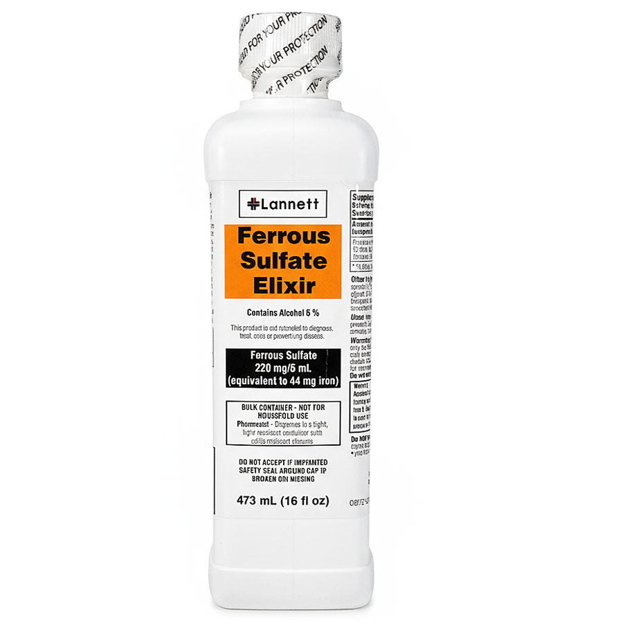 Ferrous Sulfate Elixir Liquid Iron Supplement 473 mL