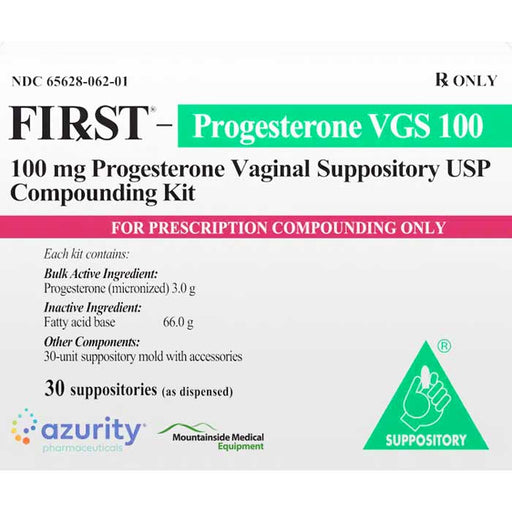 First Progesterone VGS 100 mg Vaginal Suppository USP Compounding Kit for enhanced fertility, hormonal balance, and women's wellness.