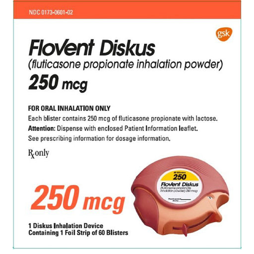 Buy GlaxoSmithKline Flovent Diskus Adult (fluticasone inhalation powder) 250mcg  online at Mountainside Medical Equipment