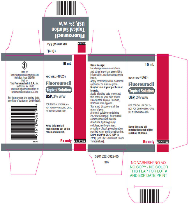 Package label for Fluorouracil Topical Solution 2% 10 mL