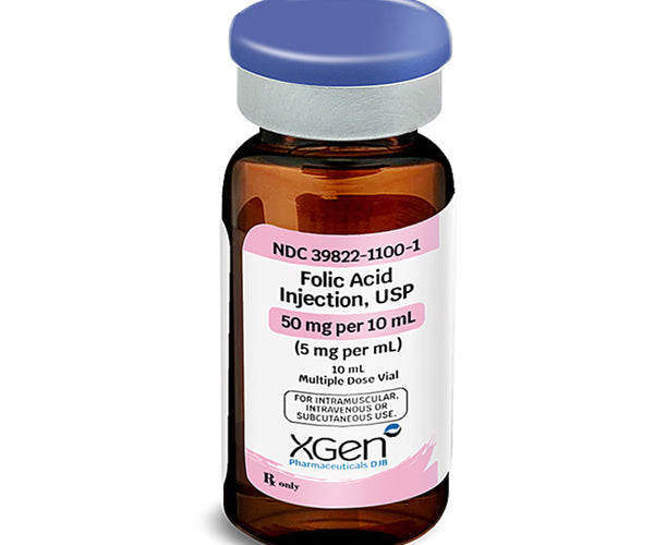 Folic Acid Injection IV Supplement for Folate Deficiency 50 mg/10 mL Multi  Dose Vial 10 mL (Rx)