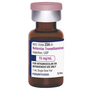 Vial of Ketorolac Tromethamine Injection 15 mg for acute pain relief, used in post-surgery recovery and inflammation management.