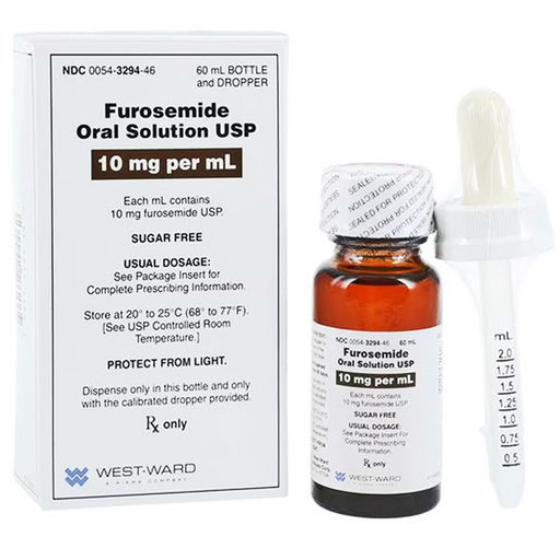 Hikma Furosemide Oral Solution 10 mg per mL Bottle with Dropper 60 mL | Mountainside Medical Equipment 1-888-687-4334 to Buy