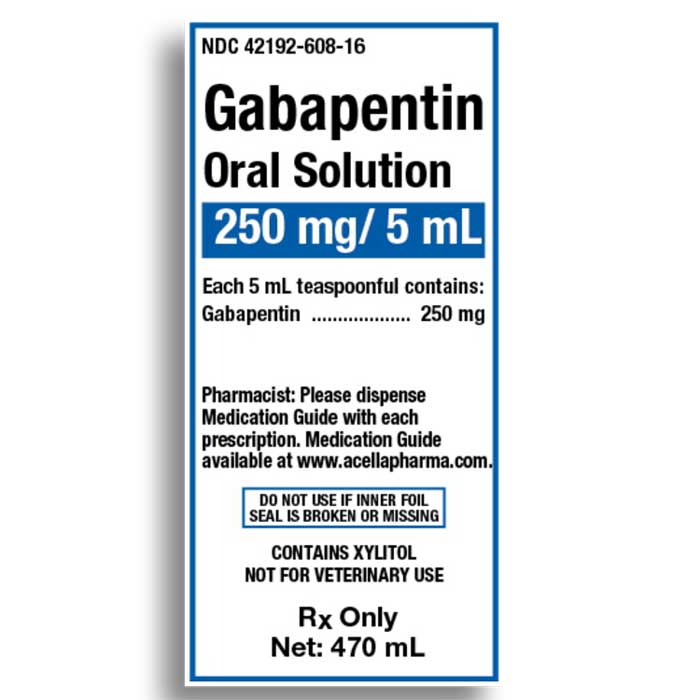 Gabapentin Oral Solution 250mg/5 mL Acella 470 mL — Mountainside