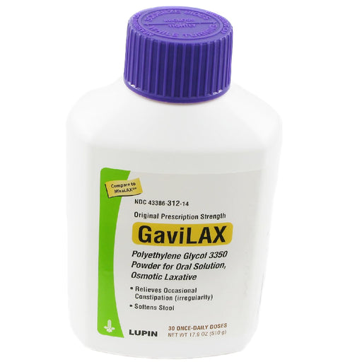 Buy Lupin Pharma GaviLax Polyethylene Glycol 3350 Osmotic Laxative Powder 30 Dose  online at Mountainside Medical Equipment