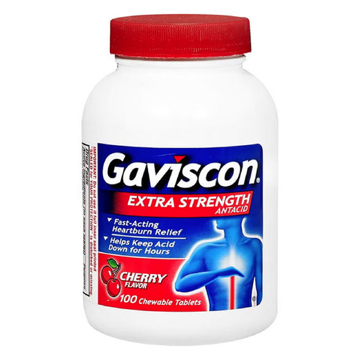 Buy GlaxoSmithKline Gaviscon Extra Strength Chewable Antacid Tablets Cherry Flavor 100 Count  online at Mountainside Medical Equipment