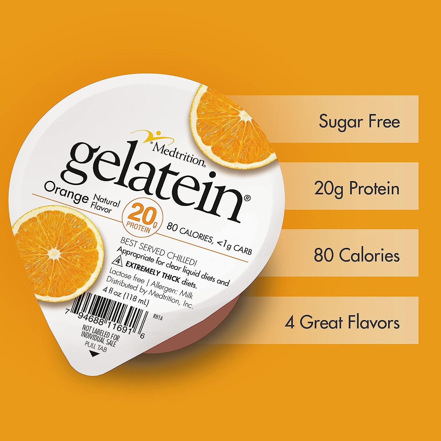 Gelatein Protein Nutritional Oral Gelatin Orange Citrus Flavor 36/Case