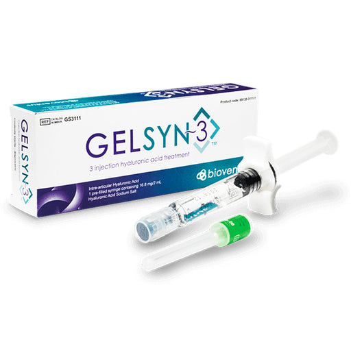 Bioventus Gelsyn-3 Injection Hyaluronic Acid Treatment 16.8 mg /2 mL Syringe 21 Gauge x 1.5 inch (Rx) | Mountainside Medical Equipment 1-888-687-4334 to Buy