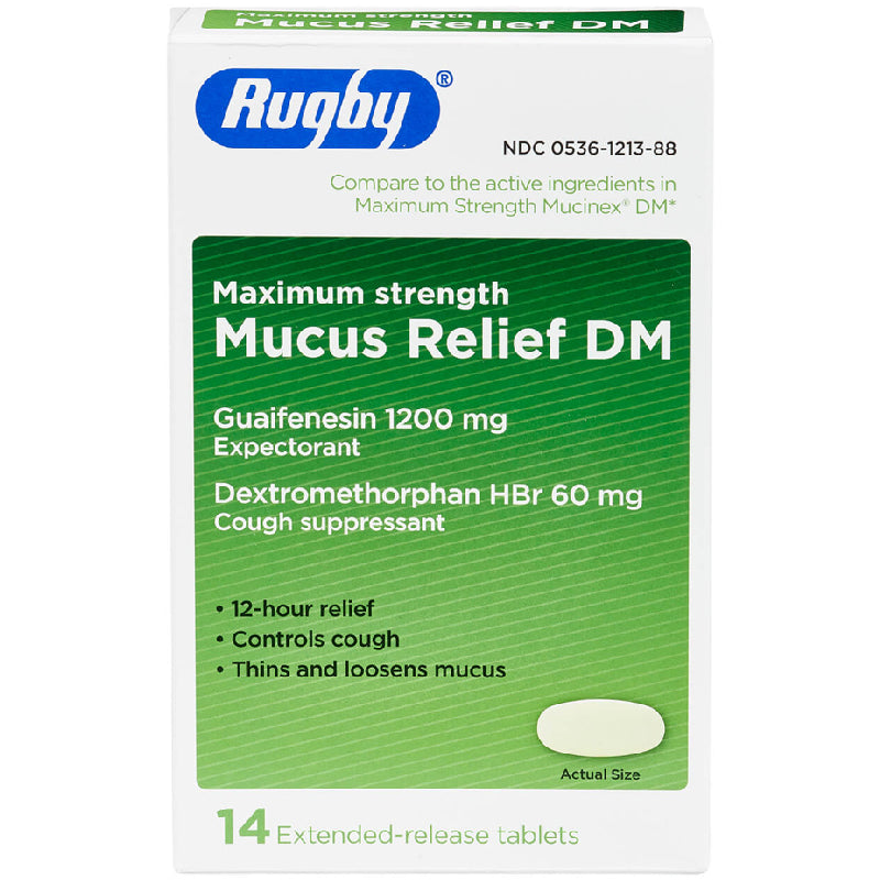 Major Rugby Labs Major Mucus Relief DM Tablets Guaifenesin 1200mg (Generic Mucinex)