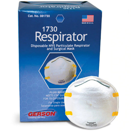 Louis M. Gerson Gerson N95 Particulate Respirator Surgical Face Mask NIOSH N95 Approved 20/Box | Mountainside Medical Equipment 1-888-687-4334 to Buy