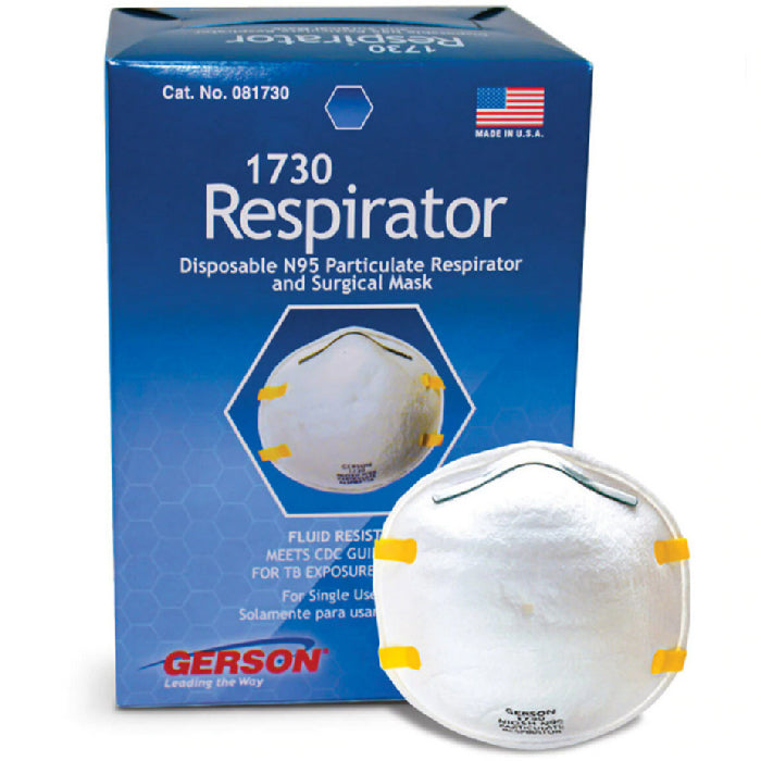 Louis M. Gerson Gerson N95 Particulate Respirator Surgical Face Mask NIOSH N95 Approved 20/Box | Buy at Mountainside Medical Equipment 1-888-687-4334