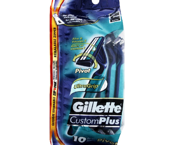 Gillette CustomPlus Pivot Disposable Razors with Ultra Grip 10 Pack ...