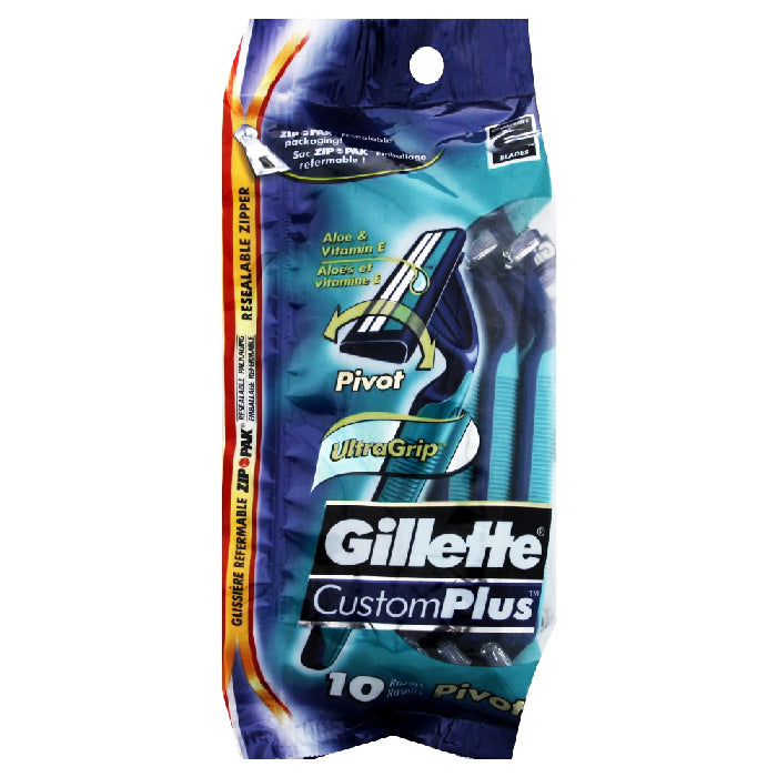 Gillette CustomPlus Pivot Disposable Razors with Ultra Grip 10 Pack ...