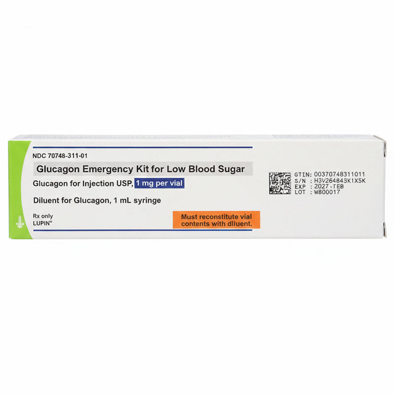 Glucagon Emergency Kit for Low Blood Suger, 1 mL Syringe, Lupin Pharma