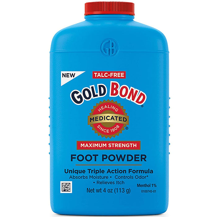 Gold Bond Medicated Foot Powder Max Strength 4 oz bottle