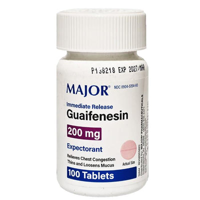 Guaifenesin Expectorant Tablets 200 mg for effective chest congestion relief, aiding mucus thinning and easing cold symptoms.