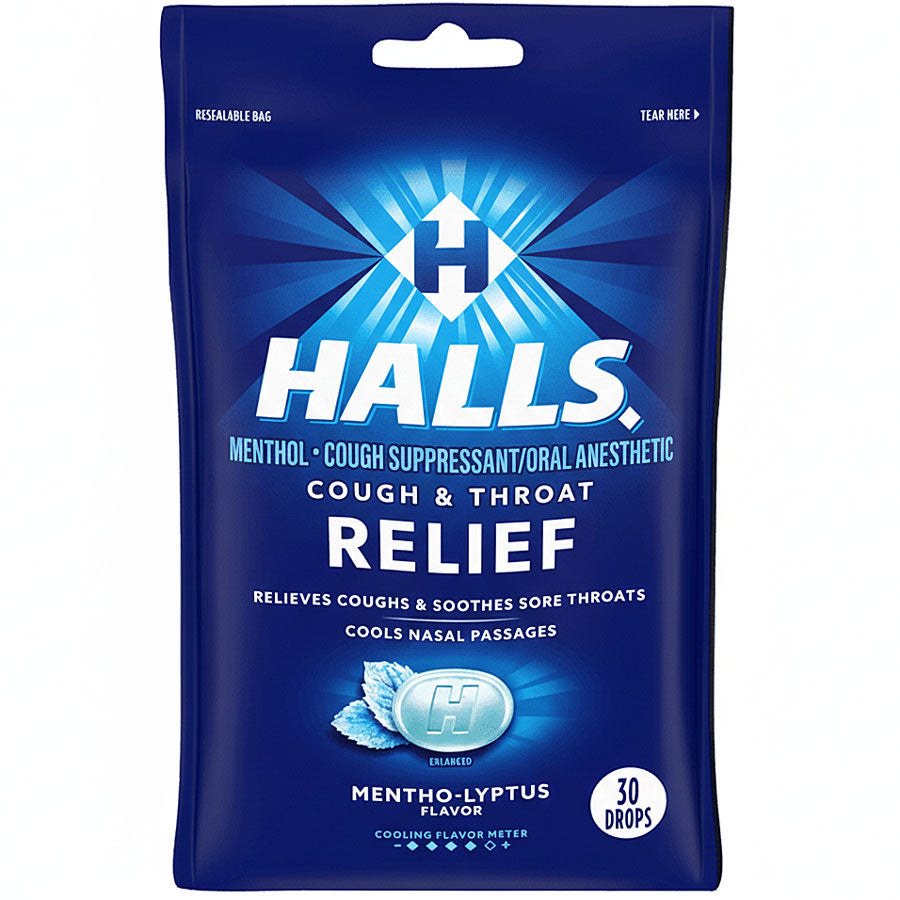 Halls Relief Cough Drops and Throat Relief Mentho-Lyptus Flavor