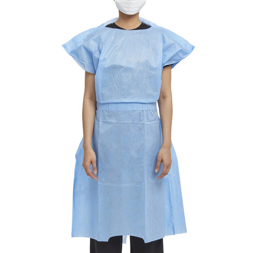 Halyard Patient Exam Gowns Blue Disposable One Size Fits Most