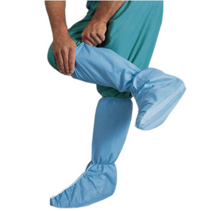 O&M Halyard Hi Guard One Size Fits Boot Covers Knee High Length Non Skid Sole Blue 50/Case | Buy at Mountainside Medical Equipment 1-888-687-4334