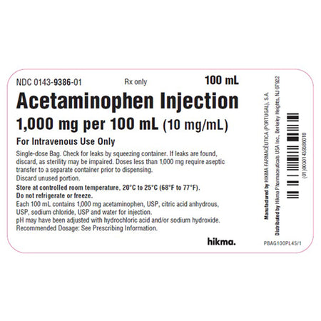 Acetaminophen Injection - Acetaminophen IV Bags | Mountainside Medical ...