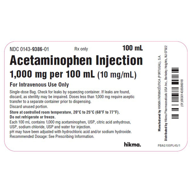 Cetaminophen Injection Acetaminophen Injection - Acetaminophen IV Bags | Mountainside Medical ...