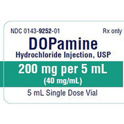 Dopamine Hydrochloride Injection vial for treating low blood pressure, heart failure, and shock by improving blood flow and cardiac function.