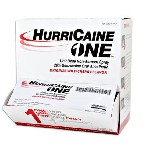 Hurricane One Oral Pain Relief Unit Dose Sprays 0.5 mL with 20% Benzocaine (25/Box) Default Title
