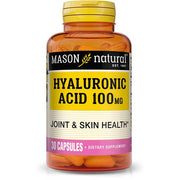 Bottle of Hyaluronic Acid 100 mg Supplement for skin hydration, joint support, and enhanced collagen production for wellness.