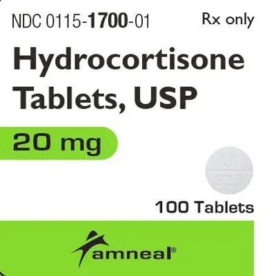 Hydrocortisone Tablets 20 mg by Amneal Pharmaceuticals 100 Count (RX)