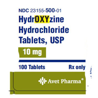 Hydroxyzine HCL Tablets 10 mg Strength 100 Count 