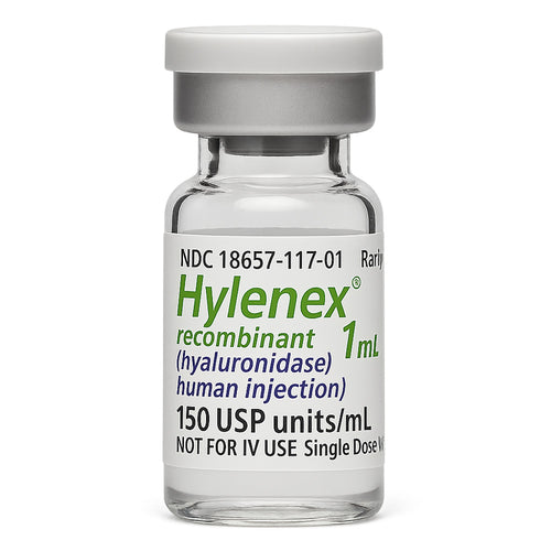 Vial of hylenex injection that will temporarily breaking down hyaluronic acid.